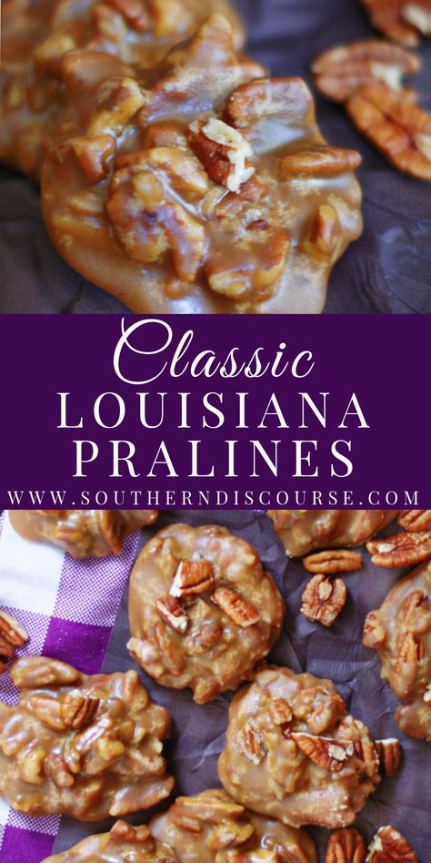 Southern Praline Pecans, Creole Praline Recipe, New Orleans Pecan Pralines, Praline Party Mix Recipe, New Orleans Pralines Recipe, Pecan Praline Desserts, Buttermilk Pralines Recipe, How To Make Pralines, Louisiana Desserts New Orleans