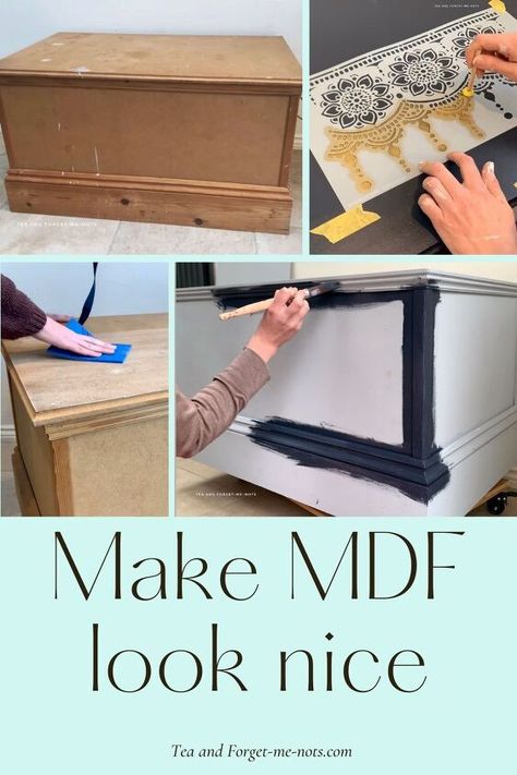 Can you make MDF look nice? MDF is a budget-friendly option but not very pretty. You need to know the right products to use to make it work.However, a lick of paint and some decoration goes a long way to help make MDF look nice.But there are a few things you need to think about when painting MDF. MDF isn’t solid wood and has to be treated right. Otherwise, there’s a good chance that it won’t last and will be a waste of time and effort. I got this chest for free on Freecycle.It was re… Paint Mdf Furniture, Painting Mdf Board, Mdf Furniture, Next Furniture, Silk Purse, Paint Thinner, Waste Of Time, Forget Me Nots, Painted Sticks