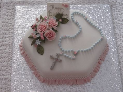 Rosary Cake Ideas, Rosary Cake, Rosary Prayers, Rosary Prayers Catholic, Mary Cake, Prayers Catholic, Flower Cakes, Rosary Prayer, 1st Communion