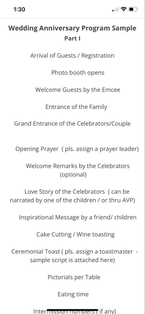 50th Anniversary Program Ideas, 50th Wedding Anniversary Program Ideas, Anniversary Party Itinerary, 30 Yr Anniversary Ideas, 50tg Wedding Anniversary Party Ideas, Anniversary Program Ideas, 40 Year Anniversary Party Ideas, Anniversary Party Ideas For Parents, 35th Anniversary Ideas