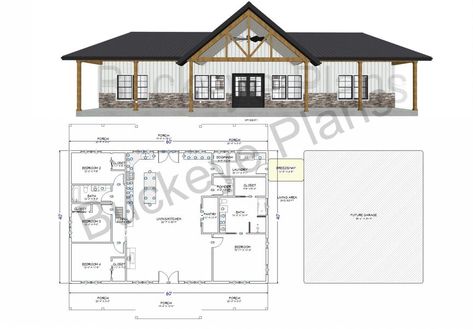 40x60 Pole Barn House Plans, Metal Building House Plans, Barn Homes Floor Plans, Barn Houses, Barn House Design, Barndominium Plans, Pole Barn House Plans, Barn Style House Plans, 4 Bedroom House Plans