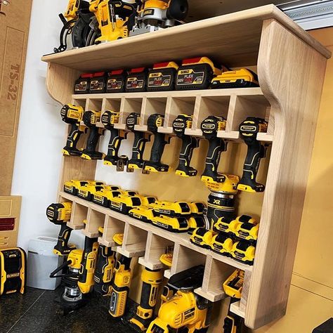 Workshop Wednesday and what a set up @dg_customwoodworks built with this storage station for their Dewalt 👍🏼 ・・・ #workshopwednesday… | Instagram Dewalt Organizer, Wall Tool Organizer, Tool Organization Diy, Tool Wall Storage, Garage Workbench Plans, Garage Storage Inspiration, Garage Organization Tips, Garage Organisation, Tool Storage Cabinets