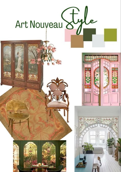 Art Nouveau Maximalist Interior, Diy Art Nouveau Decor, French Art Nouveau Interior, Art Nouveau House Interior, Art Nouveau Interior Living Room, Art Nouveau Decor Interior Design, Art Nuevo Interior, Art Noveau Interiores, Art Neauveau Interior