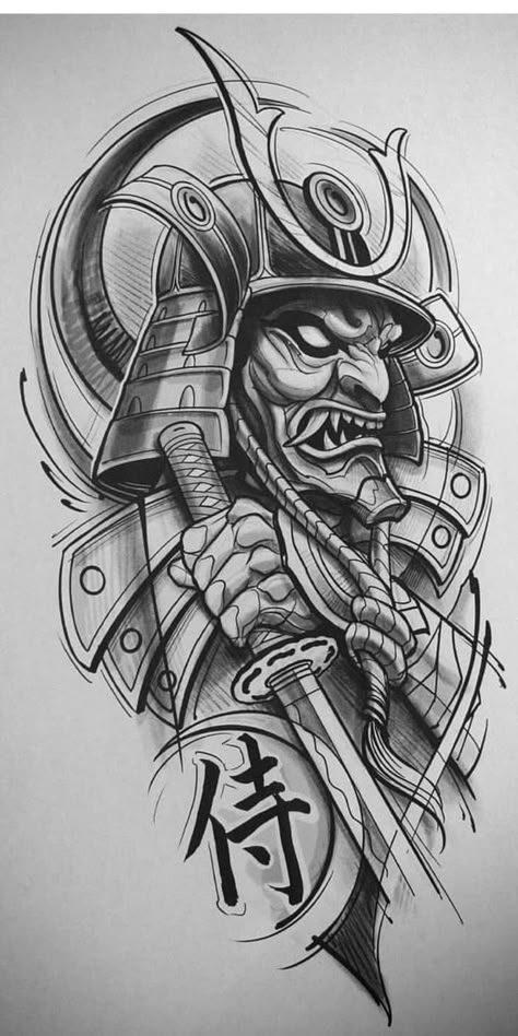 Tato Geisha, Samurai Mask Tattoo, Japanese Warrior Tattoo, Samurai Tattoo Sleeve, Samurai Warrior Tattoo, Tato Tradisional, Samurai Tattoo Design, Bilik Permainan, Japan Tattoo Design