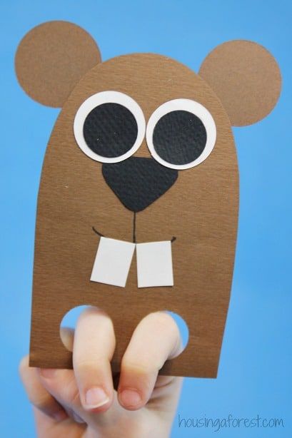 Groundhog Day Hand Puppet Groundhog Art, Groundhog Puppet, Groundhog Day Crafts For Kids, Groundhog Day Crafts, Cute Groundhog, Canada Day Crafts, Groundhog Day Activities, Ground Hog, February Crafts