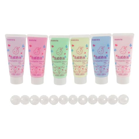 6 Pieces Assorted Colors Fake Whipped Cream Glue Phone Cases Deco DIY Phone Case Deco, Kawaii Decor, Clay Kawaii, Liquid Rubber, Cream Glue, Liquid Plastic, Button Embellishments, Custom Awards, Stained Glass Paint