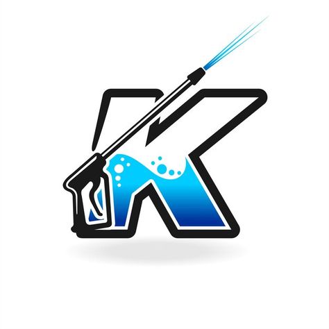 Power wash logo with letter k concept | Premium Vector #Freepik #vector #clean-floor #clean #clean-design #power-washing Mobile Car Wash Logo, Power Washing Logo, Pressure Washing Logo, Logo Car Wash, Car Wash Logo, Cartoon Inspiration, Mobile Car Wash, Power Wash, Power Logo