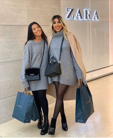 Jumper Dress Outfit Winter, Grey Jumper Dress, Jumper Dress Outfit, Dope Hoodies, Grey Jumper, Winter Dress Outfits, Fall Dress Outfit, Fall Winter Wardrobe, Hijabi Fashion