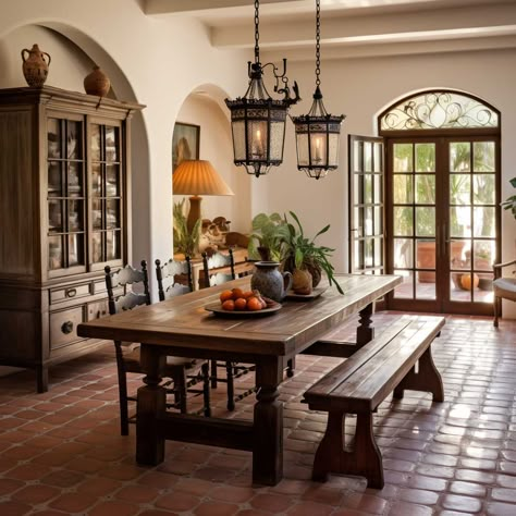 California Spanish Style Interior Living Room, Living Room Decor Spanish Style, Spanish Architecture Hacienda Style Kitchen, Interior Design French Modern, Mediterranean Style Dining Room, Medditeranean Style Kitchen, Italian Farmhouse Interior, Spanish Style Room, Spanish House Interior Hacienda Style