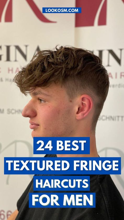 24 Textured Fringe Hairstyles for the Modern Man Low Mid Taper Fade, Textured Fluffy Fringe Men, Hảir Cut For Teen Boys, Boys Textured Fringe Haircut, Textured Fringe Men Short Hair, Long Textured Fringe Men, Boys Long Hair On Top Short On Sides, Haircuts Teenage Boys, Skin Fade Textured Fringe