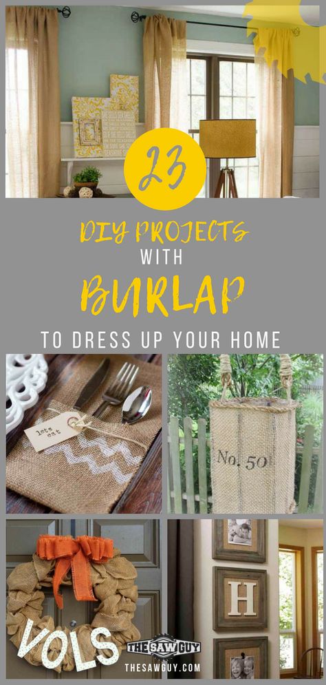 Projects With Burlap, Things To Make With Burlap Fabric, Burlap Projects Craft Ideas, Burlap Diy Projects, Decorating With Burlap, Burlap Decorating Ideas, Burlap Curtains Diy, Burlap Wall Decor, Burlap Wall Art