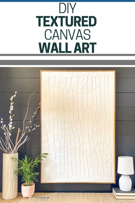 Easy How to DIY Textured Canvas Wall Art - Repurpose Life Plaster Art Diy How To Make, White Textured Art Diy, Repurposing Canvas Wall Art, Plaster Wall Art Diy Canvas, How To Textured Art, Textured Diy Canvas Art, Diy Paintings For Bedroom Wall Art, Canvas Repurpose, Repurpose Canvas Art