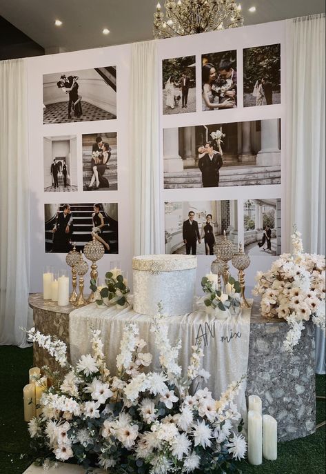 Picture Collage Wedding Display, Wedding Photo Set Up, Photography Expo Booth, Wedding Exhibition Booth Design, Photo Collage Backdrop, Photo Gallery Wedding Decoration, Wedding Display Ideas, Bridal Expo Booth, Wedding Vendors Booth