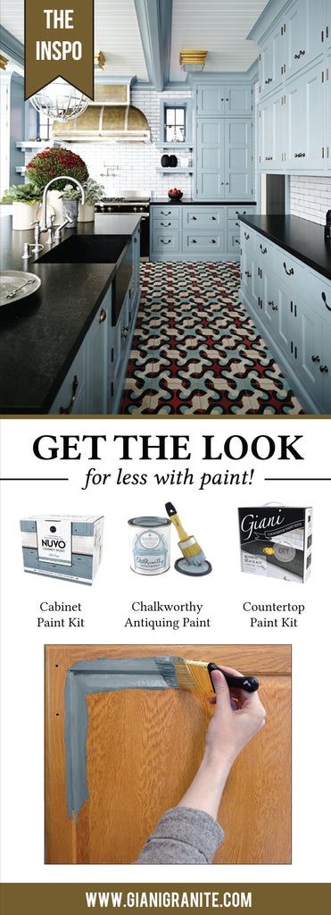 Kitchen Countertops Diy Paint, Blue Countertops, Black Granite Kitchen, Lake Kitchen, Replacing Kitchen Countertops, Diy Kitchen Countertops, Black Granite Countertops, Kitchen Countertop Materials, Countertop Ideas