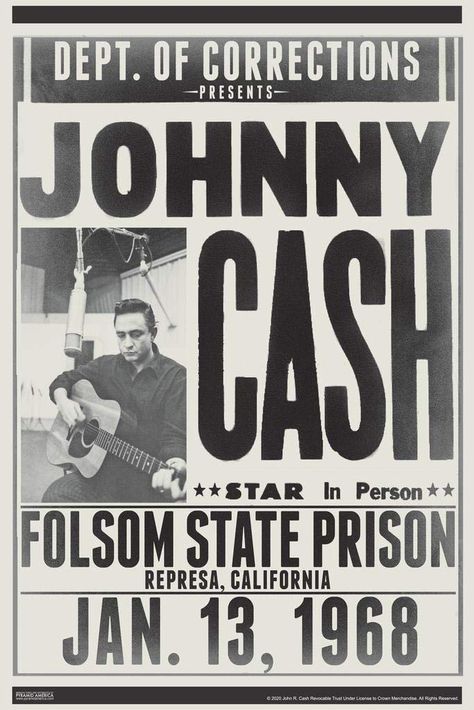 Americana Kitchen, State Posters, Vintage Concert Posters, Department Of Corrections, Concert Poster, Rock Concert, Rock Posters, Poster Ideas, Johnny Cash