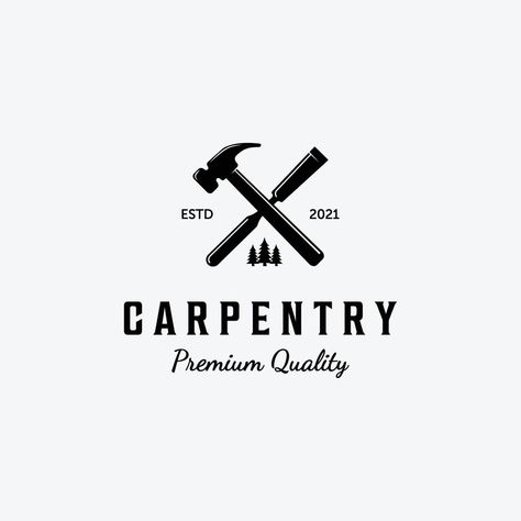 Carpentry Logo, Hammer Logo, Tool Logo, Hammer And Chisel, Building Logo, Construction Logo, Corporate Design, Logo Design Inspiration, Art Logo