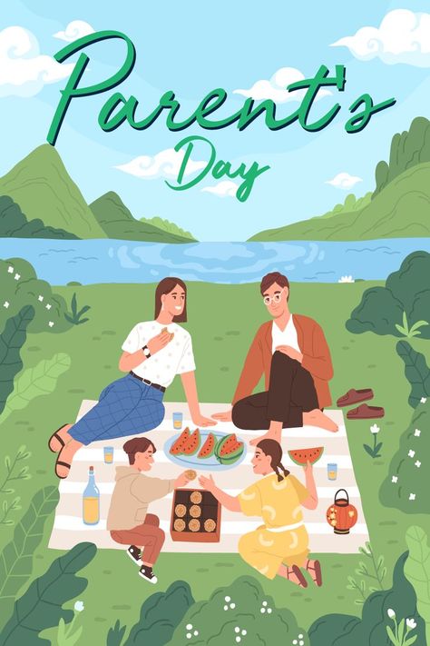 Just look at the design of this ‘Parent’s Day’ ecard. Does it make you want to go for a picnic today? Maybe you should plan something and ask your parents too. It will be a beautiful quality time together. Use this ecard as an invite. Parents Day Cards, Picnic Invitations, Birthday Reminder, Birthday Calendar, Parents Day, Family Picnic, Free Family, A Picnic, Birthday Greeting