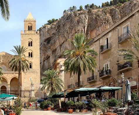 Cefalu, Sicily...I remember Sophia chasing a pidgeon while we drank cappucinos, she took a nasty fall.  The church was so beautiful inside. Croquis Architecture, Italy In May, Cefalu Sicily, Verona Italy, Venice Travel, Puglia Italy, Sicily Italy, Southern Italy, Dream Destinations