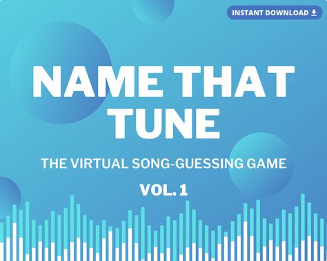 The most popular song-guessing game is now available to be played virtually! The Name That Tune Virtual Game has 5 Rounds and 50 song clips. Players will listen to a 5 second clip of a song and write down the name of the song (bonus points if you add the artist). The player(s) with the most correct answers wins! 5 Rounds: - 1970's - 1980's - 1990's - 2000's - 2010's Perfect game for a family night or a work happy hour and music for everyone! Can YOU name that tune? You will receive 4 digital fil Fundraiser Games, Name That Tune Game, Song Games, Homemade Board Games, Presentation App, Name That Tune, Fun Bridal Shower Games, Music Trivia, Virtual Games