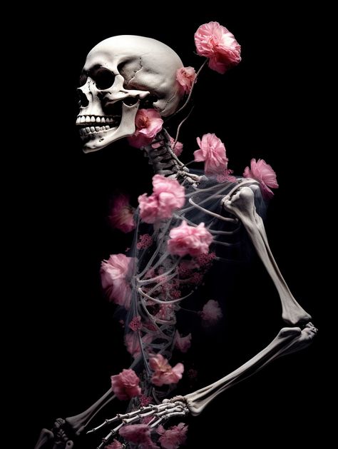 Art Mannequin, Pink Skeleton, Skeleton Art, Fantasy Photography, A Skeleton, Black Heart, A Flower, Pretty In Pink, Muse