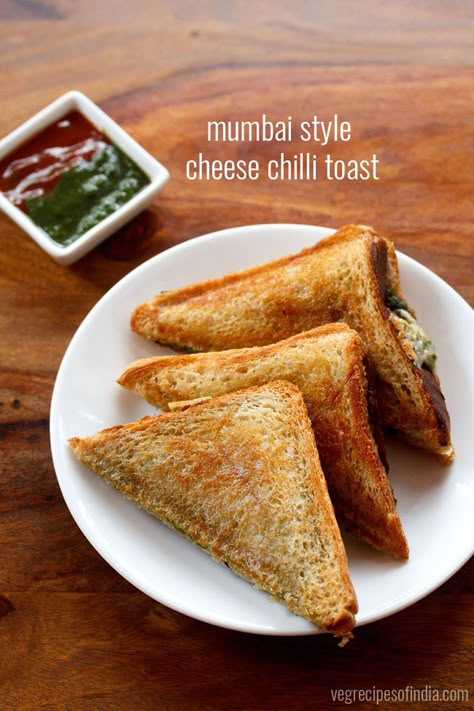 Chilli Cheese Toast, Toasted Sandwich Recipes, Sandwich Recipes Indian, Cheese Toast Recipe, Cheese Sandwich Recipes, Toast Sandwich, Green Chutney, Indian Breakfast, Vegetarian Snacks