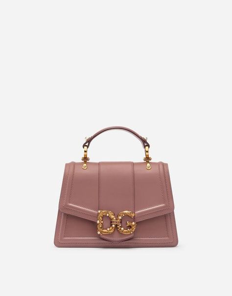 Dg Amore Bag In Calfskin - Pink - Dolce & Gabbana Shoulder bags Tas Hermes, Dr Shoes, Fall Handbags, Unique Purses, Cute Handbags, Handbags Affordable, Cheap Handbags, Cheap Bags, Trending Handbag