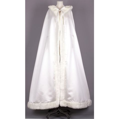 Bridal cape Ivory Satin with Fur Trim Wedding Cloak ($70) ❤ liked on Polyvore featuring outerwear, cloak, cape coat, satin cape, white cloak, reversible cape and white satin cape White Cloak, Fur Trimmed Cape, Wedding Cloak, White Cape, Cape Designs, White Bridal Dresses, Fur Cape, Bridal Cape, Hooded Cape