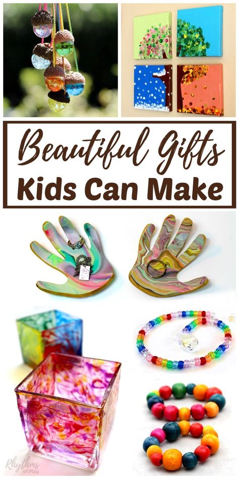 Mother's Day Gift Ideas Kids Can Make - Homemade gift ideas are always a favorite with mom. Easy to follow DIY directions for each of these unique handmade crafts are provided for each kid-made gift. Gifts Kids Can Make, Homemade Kids Gifts, Unique Homemade Gifts, Keepsake Crafts, Cadeau Parents, Diy Gifts For Mom, Navidad Diy, Homemade Crafts, Mothers Day Crafts