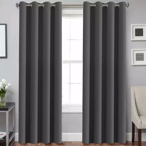 gray-thermal-insulated-curtain Teal Curtains, Grey Blackout Curtains, Light Blocking Curtains, Decorative Curtain Rods, Dark Curtains, Contemporary Curtains, Couch And Loveseat, Insulated Curtains, Country Curtains