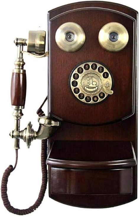 Amazon.com : Retro landline- Corded Phones Wall-Mounted Vintage Phone/Retro Telephone with Wood and Metal Body, Phones Creative European-Style Old Rotary Fixed Telephone for Home Hotel (Size : 18X24X45CM) : Office Products Corded Phones, Retro Telephone, Antique Telephone, Wall Phone, Vintage Phone, Rotary Phone, Vintage Phones, Retro Phone, Vintage Telephone