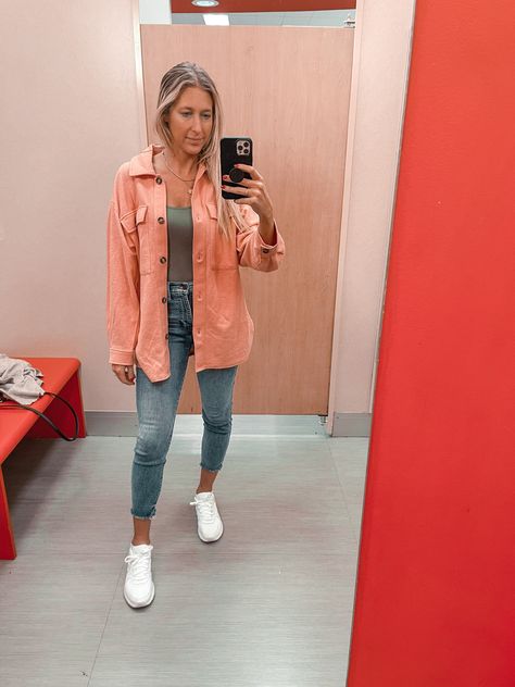 Pink Shacket Outfit Women, Pink Shacket Outfit, Womens Shacket, Shacket Outfits, Shacket Outfit Women, Pink Shacket, White Sneakers Nike, Shacket Outfit, Oversized Shacket