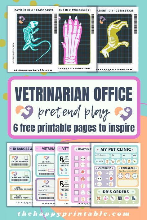 Pretend Play Vet Clinic Free Printables, Pretend Vet Clinic Free Printables, Free Vet Clinic Printables, Vet Check Up Printable Free, Veterinarian Pretend Play, Free Printable Animal Xrays, Dramatic Play Vet Clinic Free Printable, Veterinarian Dramatic Play Free Printable, Vet Pretend Play Free Printables