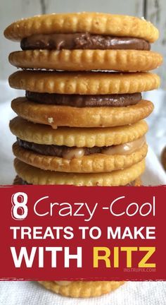 Ritz Snacks, Easy Snack Ideas For Kids, Ritz Cracker Dessert, Cracker Dessert, Snacks Sandwiches, Easy Snack Ideas, Ritz Cracker Recipes, Snack Ideas For Kids, Cool Treats