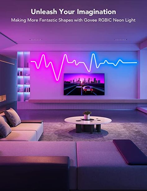 Rope Lights Bedroom, Neon String Lights, Neon Room Decor, Neon Rope Light, Gaming Bedroom, Neon Rope, Neon Lights Bedroom, Living Tv, Led Rope