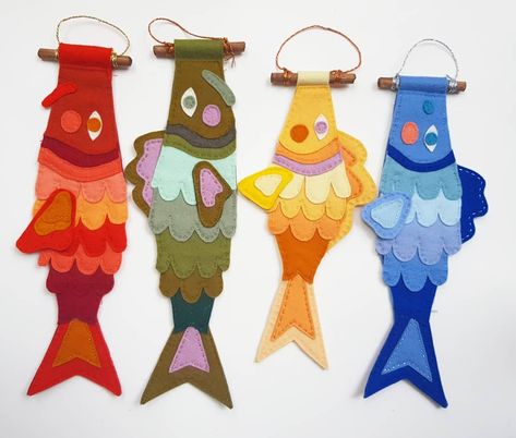 Ashlea Bechaz on Instagram: “ALL the cute and colourful Koi Bois coming this weekend! These handmade Felt Fish wallhangings are one off artworks so these exact…” Felt Koi Fish, Big Eyed Fish, Sewing Soft Toys, Felt Fish, Boys Day, Class Ideas, Soft Toys, Handmade Felt, Felt Toys