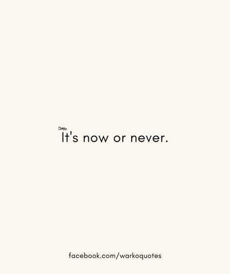 It's now or never. Now Or Never Quotes, Never Quotes, It's Now Or Never, Now Or Never, Manifestation Affirmations, Powerful Quotes, Inspirational Words, Vision Board, Affirmations