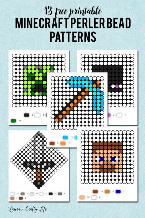 13 Free printable Minecraft Perler Bead patterns Perler Beads Minecraft Pattern, Perler Minecraft, Minecraft Perler Bead Patterns, Free Printable Minecraft, Printable Minecraft, Minecraft Beads, Minecraft Bday, Minecraft Pattern, Diy Minecraft