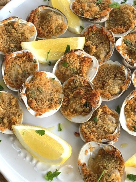 Perfect Baked Stuffed Clams - Proud Italian Cook Baked Stuffed Clams Recipe, Chopped Baked Clams Recipe, Stuffed Clams Baked, Little Neck Clam Recipes, Stuffed Clams Recipe, Baked Clams Recipe, Baked Clams, Clams Recipe, Clams Casino