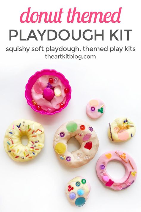 Squishy Soft Donut Themed Playdough Kit We’re thrilled to announce our latest squishy soft playdough kit theme – donuts! We had a lot of fun putting this theme together – from the lemon scented playdough to the pastry box to store all those donut treats your little one will enjoy creating – this kit is ... Read More about  Squishy Soft Donut Themed Playdough Kit Playdough Themes, Playdough Ideas, Play Dough Invitation, Scented Playdough, Play Doh Kits, Playdough Kit, Playdough Activities, Playdough Kits, Playdough Recipe