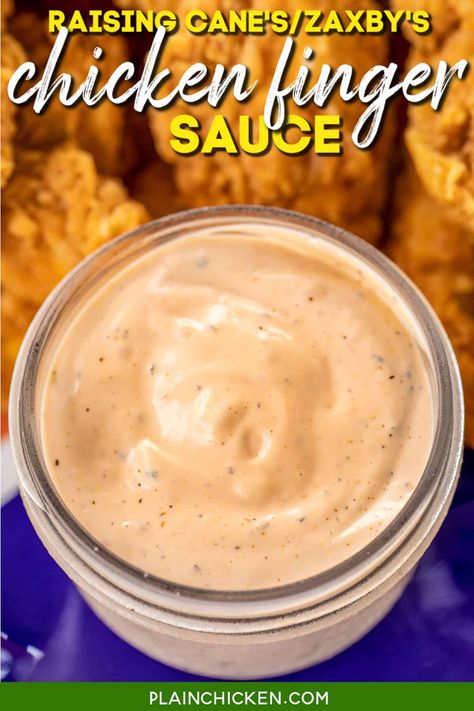 Chicken Finger Sauce, Chicken Fingers And Fries, Zaxbys Sauce, Raising Cane Sauce Recipe, Chicken Nuggets Sauce, Canes Sauce, Chicken Finger, Raising Canes, Sauce Chicken