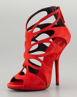 X1L5U Giuseppe Zanotti Butterfly Cutout Suede Sandal, Red Sandal Hak Tinggi, Hak Tinggi, Butterfly Cutout, Giuseppe Zanotti Heels, Red High, Fabulous Shoes, Hot Shoes, Suede Sandals, Shoe Obsession