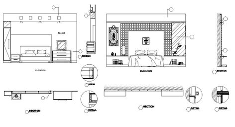 Master bedroom elevation dwg file - Cadbull Bedroom Elevation, Furniture Elevation, Bedroom Lamps Design, Bedroom Section, Wall Elevation, Luxury Plan, Elevation Drawing, Bedroom Drawing, Interior Design Renderings