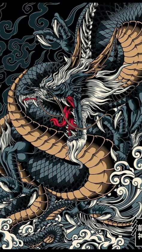 Dragon Wallpaper Iphone, Dragon Tattoo Art, Japanese Dragon Tattoo, Samurai Wallpaper, Japan Tattoo Design, Samurai Artwork, Japanese Artwork, Dragon Tattoo Designs, Japanese Dragon