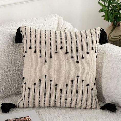 Tassel Pillow, Moroccan Cushions, Crochet Cushion Cover, Bantal Sofa, Geometric Cushions, Mudcloth Pillow, Crochet Cushions, Canvas Pillow, Geometric Pillow