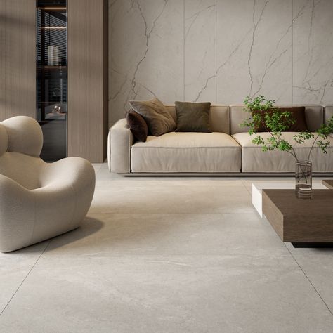 Cheapest Tiles offers a wide variety of Crown Stone Bianco Matt Stone Look Tile 750x1500 (code: 02881) at competitive prices. Explore our range and order online today! White Tile Wall Living Room, Ceramic Floors Living Room, Ceramic Floor Living Room Interior Design, Tiles Floor For Living Room, Marble Tile Living Room Interior Design, Floor Ceramics Ideas Living Room, Large Tiles Living Room, Grey Stone Floor Living Room, Tiles Flooring Living Room