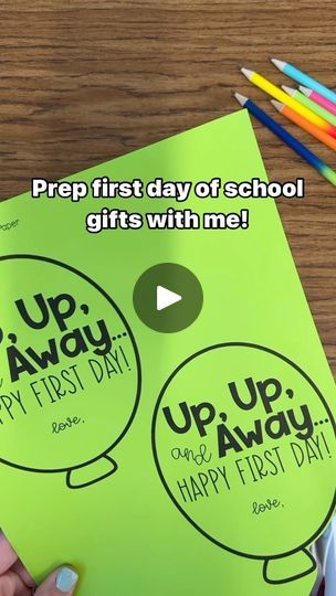 67K views · 8.5K reactions | Up, Up, and Away... Happy FIRST Day! 🥳🎈⁣
⁣
Watch how easy it is to prep these first day of school balloon tags that are a perfect (and low budget) treat for any aged student! 

I attached the tags to pencils, but you can also use crazy straws, otter pops, pixie sticks (are those still a thing?), and more. What I love about using pencils or straws is that I can prep them over the summer, and I can store them all year for when I get new students throughout the school year. 
⁣
Grab these tags in my shop - they come in a 3-pack that includes First Day, Last Day, and Birthday tags so you can use them all year long - link in bio or comment LINK and I’ll send it straight to you! 🎈
.
.
.
.
#upandawayinprek #iteach #iteachtoo #iteachprek #iteachpreschool #iteachk #it First Day Gifts For Students, First Day Of School Balloon, Teaching Bag, Preschool First Day, Crazy Straws, Kid Surprise, Pixie Sticks, Preschool Play, Toddler Class