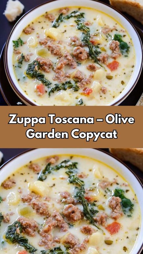 This Zuppa Toscana recipe is a copycat of the popular Olive Garden soup, featuring a rich and creamy broth filled with Italian sausage, bacon, potatoes, and kale. With its hearty ingredients and savory flavors, this comforting soup is the perfect meal for a chilly day. The combination of chicken broth, whipping cream, and garlic creates a silky texture, while the sausage and crispy bacon add the perfect amount of protein and flavor. Whether you’re craving Italian soup recipes or looking for a satisfying one-pot meal, this easy-to-make soup is sure to become a family favorite. Perfect for meal prep or a cozy dinner, serve it with a sprinkle of Parmesan cheese for the ultimate finishing touch.