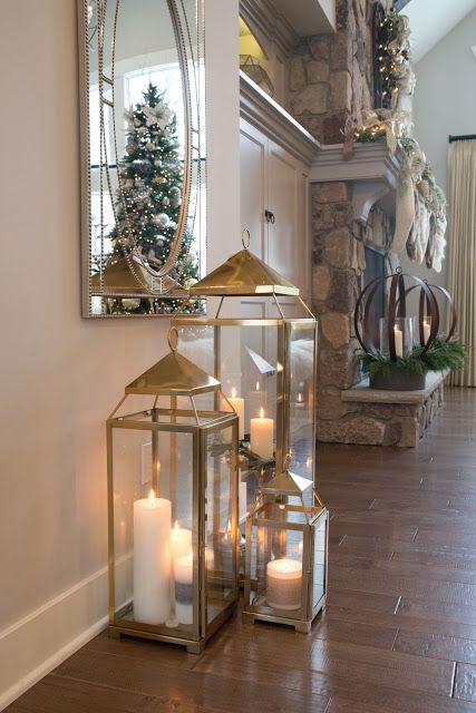 Real Fit Housewife: Christmas with the Kortes' Decorating With Lanterns Living Rooms, Lantern Decor Living Room, Christmas Decoration Ideas For Home, Lantern Decor Living, Bohemian Home Decor Ideas, Aesthetic Ramadan, Ramadan Aesthetic, Rustic Bedroom Design, Chirstmas Decor