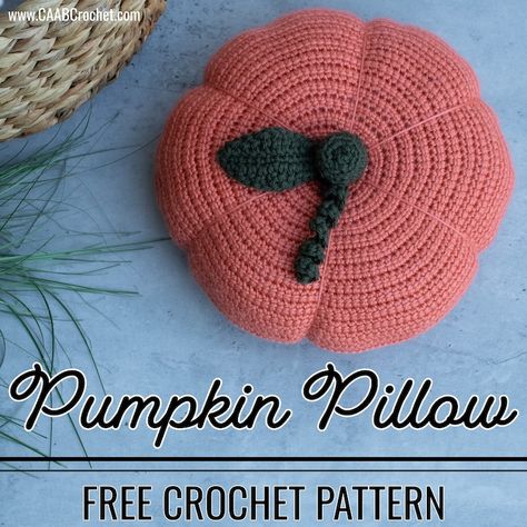 Pumpkin Pillow Pattern, Crochet Pumpkin Pillow, Christmas Tree Yarn, Throw Pillow Pattern, Pumpkin Pillow, Crochet Unique, Caron Simply Soft, Pumpkin Pillows, Crochet Buttons