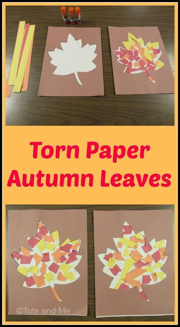 Torn Paper Autumn Leaves, Fall Leaves For Preschool, Preschool Crafts For October, September Crafts For Two Year Olds, Tk Fall Crafts, Simple Preschool Crafts Fall, Fall Week Preschool, Mouse's First Fall Activities, Fall Leaves Prek Activities